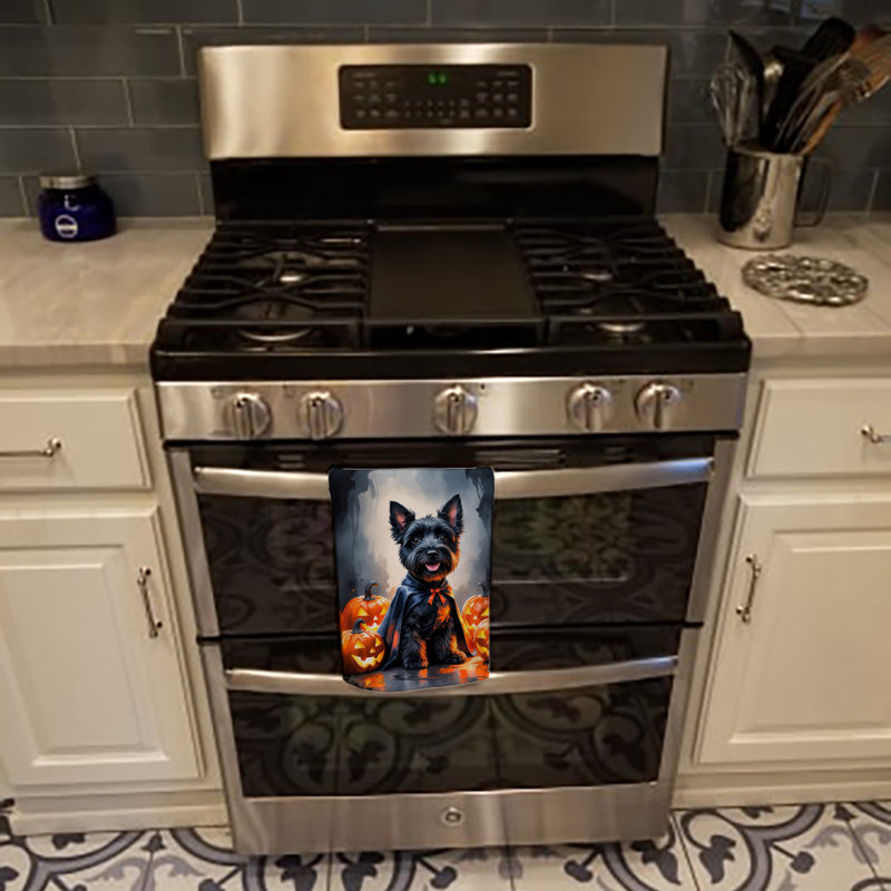 Scottish Terrier Puppy Halloween Kitchen Towel, Scottish Terrier