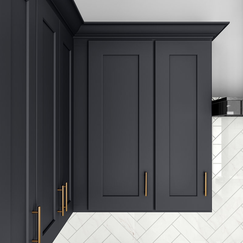 Armoire de coin murale, L 27 po x H 36 po x P 12 po, Noir Shaker