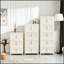 Armoire de rangement pliante blanc crème à 5 niveaux avec porte magnétique, parfaite pour économiser de l'espace et organiser votre vie