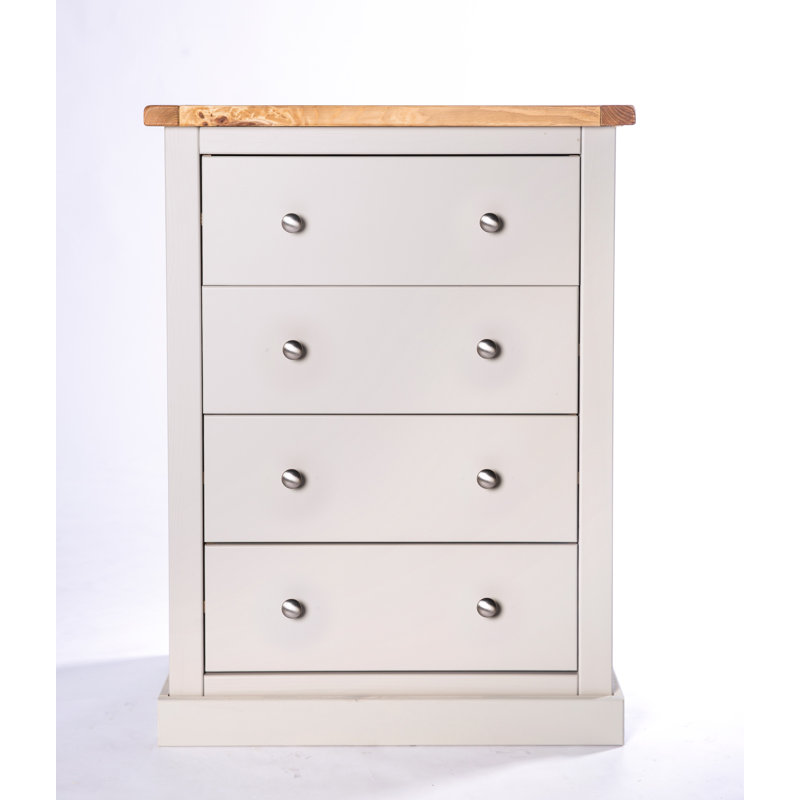 Phelps 70 cm W Chest of 4 Drawers, Grey/White, Chrome