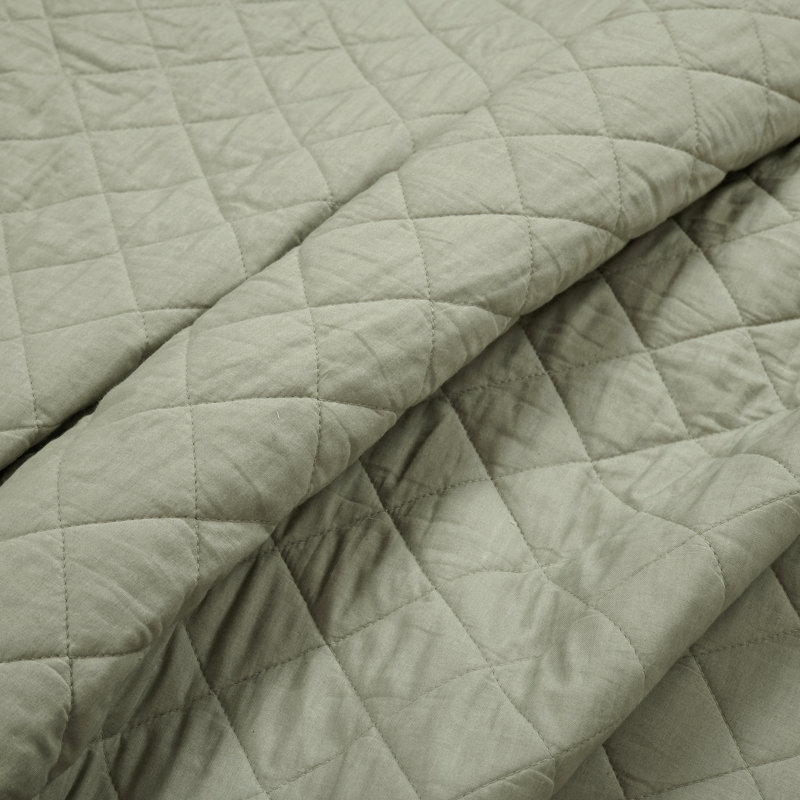 Ensemble de courtepointe standard moderne et contemporaine en coton à motif de losange Ava Diamond, Vert