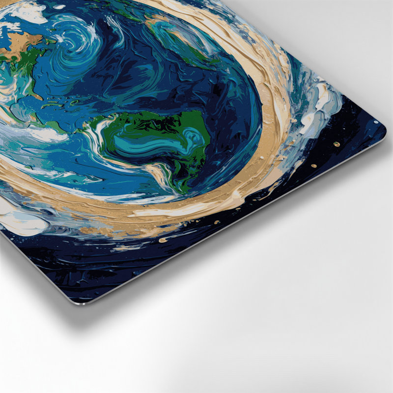 «Space Earth from Space», art mural en métal bleu, H 32 po x l 32 po