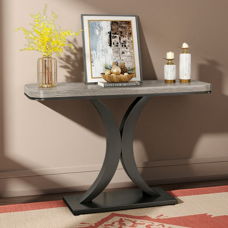 Compact Console Table,Modern Industrial Style Entryway Foyer Table,Sturdy Sofa Table