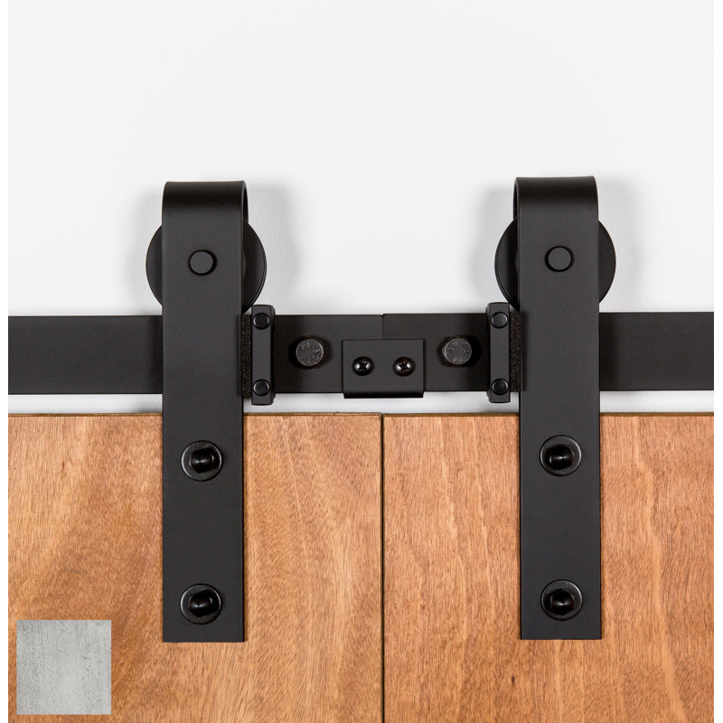 Ensemble de quincaillerie pour porte double standard, 72 po, Meulé inoxydable
