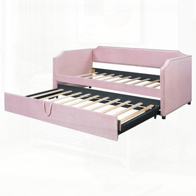 Lit de jour rembourré en velours luxueux avec couchette escamotable, parfait pour une assise et un sommeil polyvalents et confortables