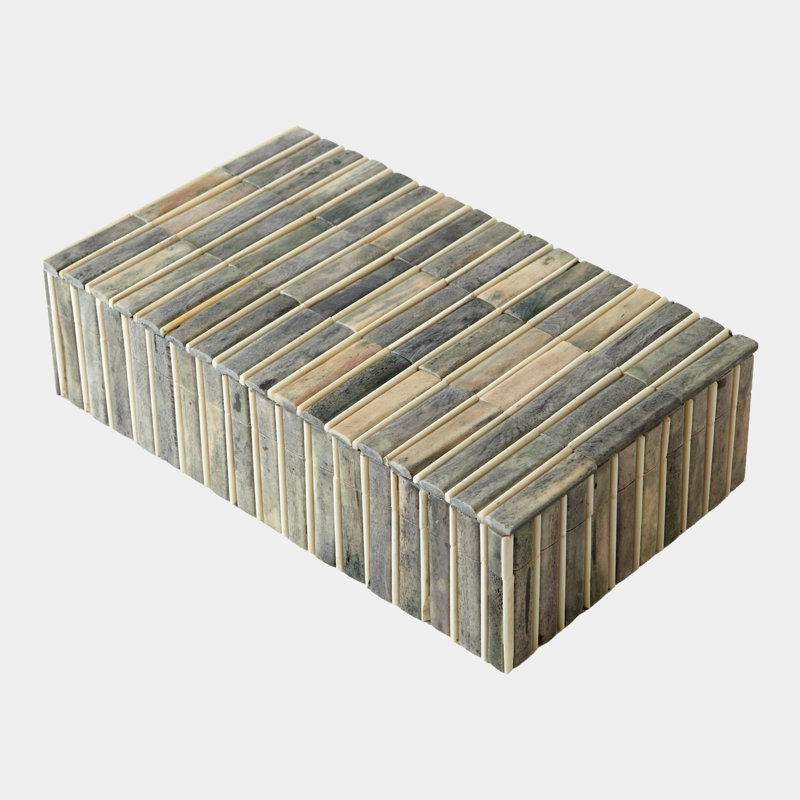 Bone Wooden Decorative Box, 4" H x 7" W x 12" D