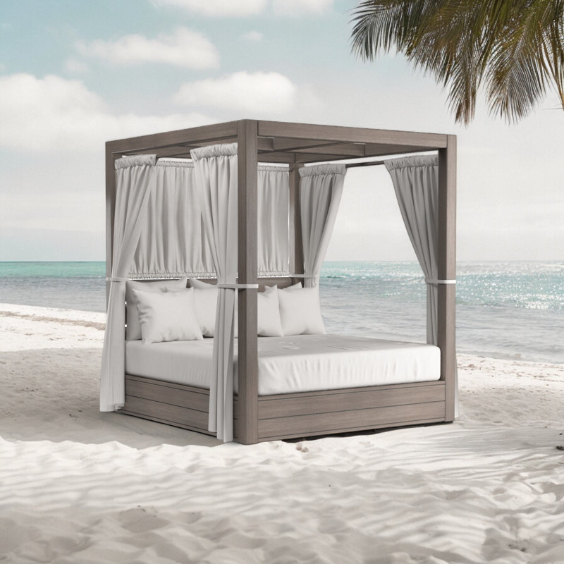 Laguna Outdoor 2 - Seat Patio Daybed, Canvas Natural Sunbrella®, Brown