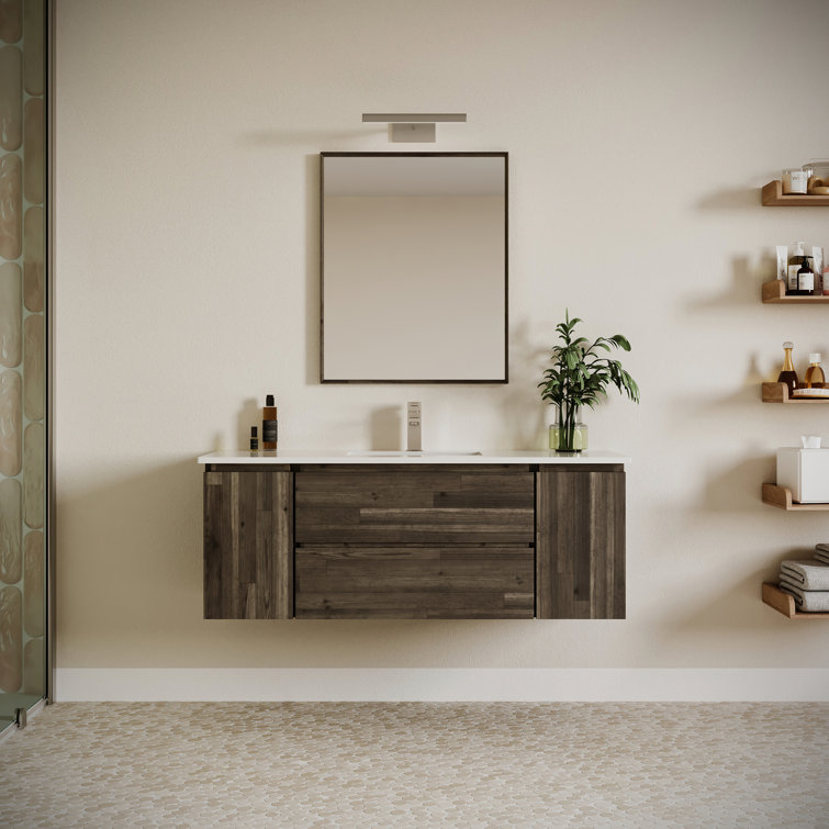Fresca Formosa 54" Wall Mount Single Sink Bathroom Vanity Set with Top, Sink and Mirror (Faucet Not Included)