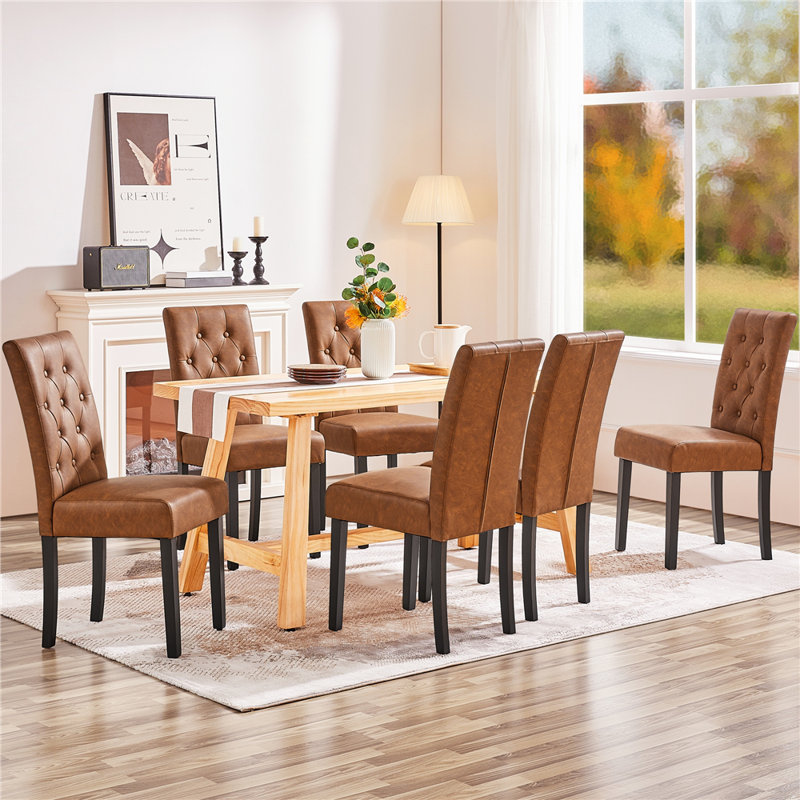  Upholstered Dining Chair, Retro Brown