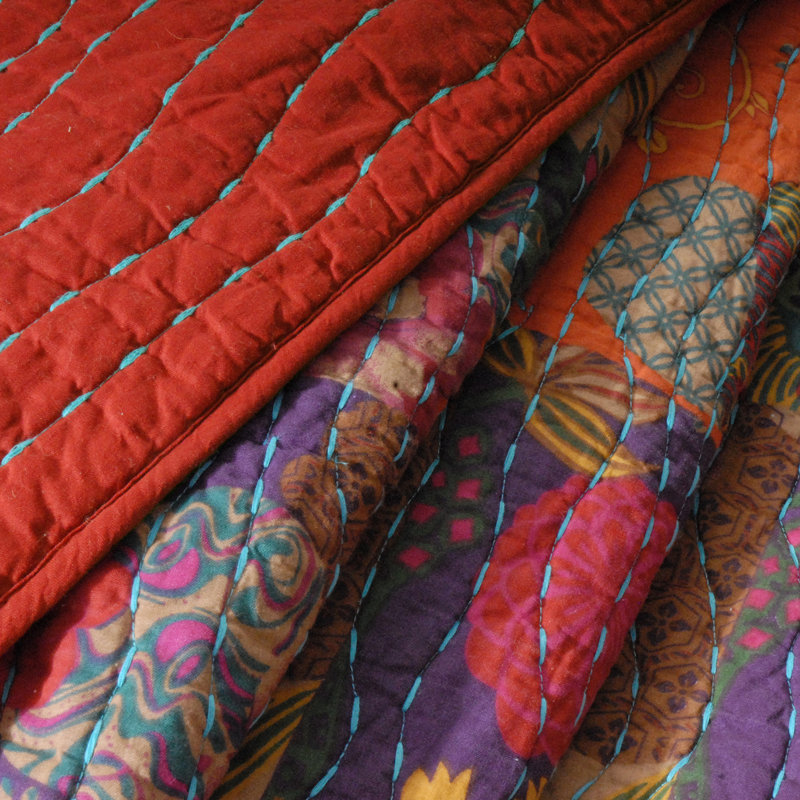 Jeté à imprimé patchwork Jewel, Rouge