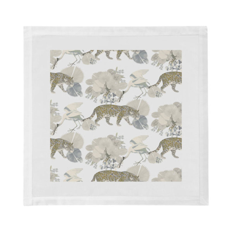 Leopard Walk Cameo Hemstitch 22" Linen/Cotton Napkin, Cameo