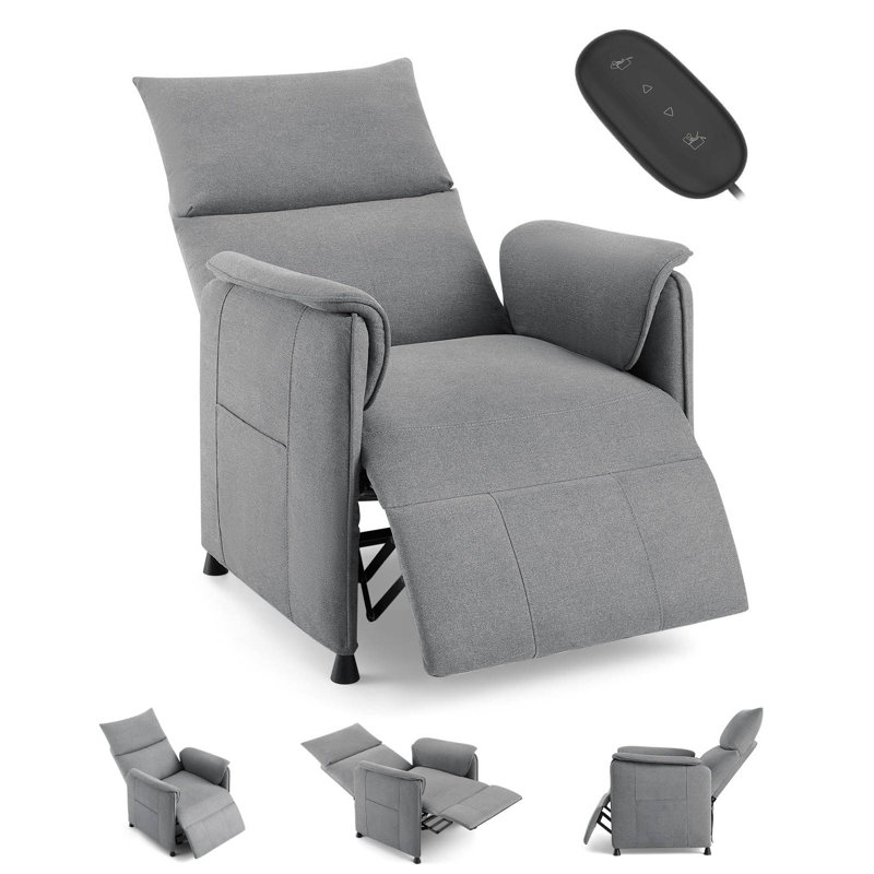 Fauteuil inclinable électrique avec fonction mémoire, fauteuil berçant inclinable en tissu avec accoudoirs latéraux