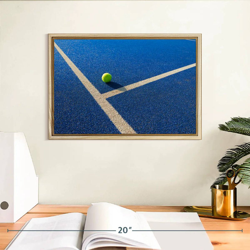 Balle de tennis, Cadre flottant en bois naturel, 13 po x 9 po