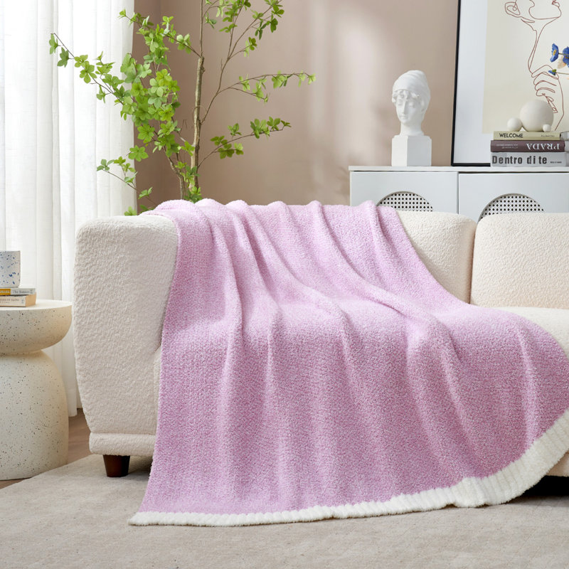  Jeté tricoté réversible Heather Knit, L 80 po x l 60 po , Lilas