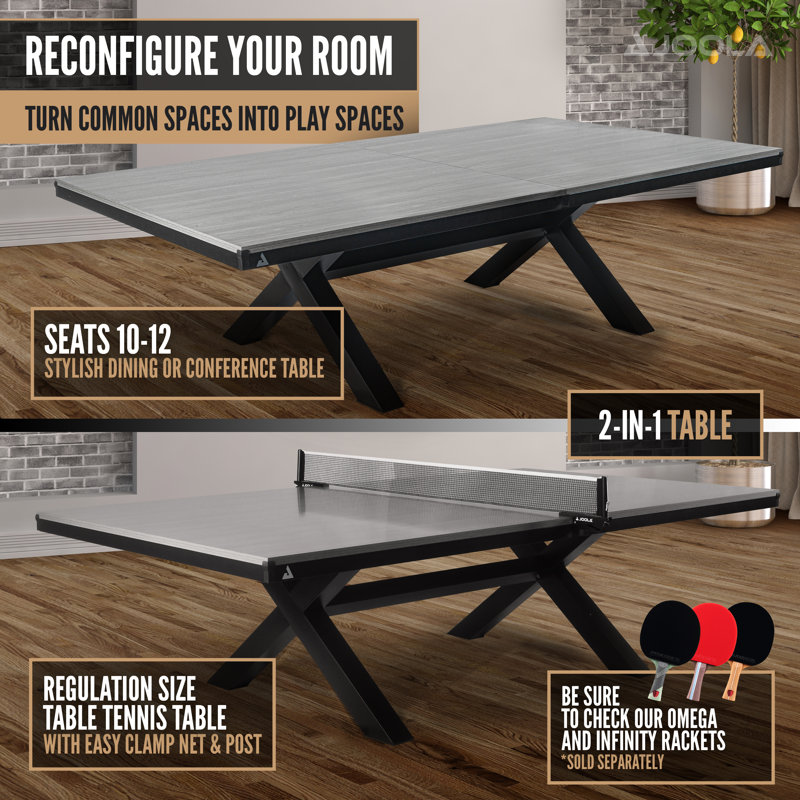 Joola Brighton Table Tennis and Dining Combo Table, Office Ping Pong Table with X-legs