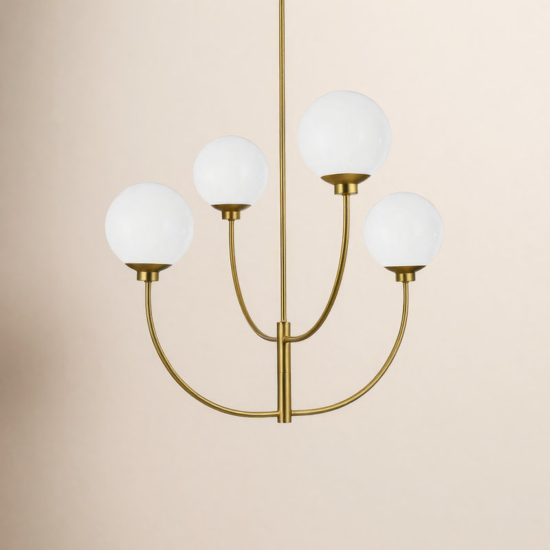 Kyle 4-Light Chandelier, Satin Gold, 25" H x 30" W x 30" D