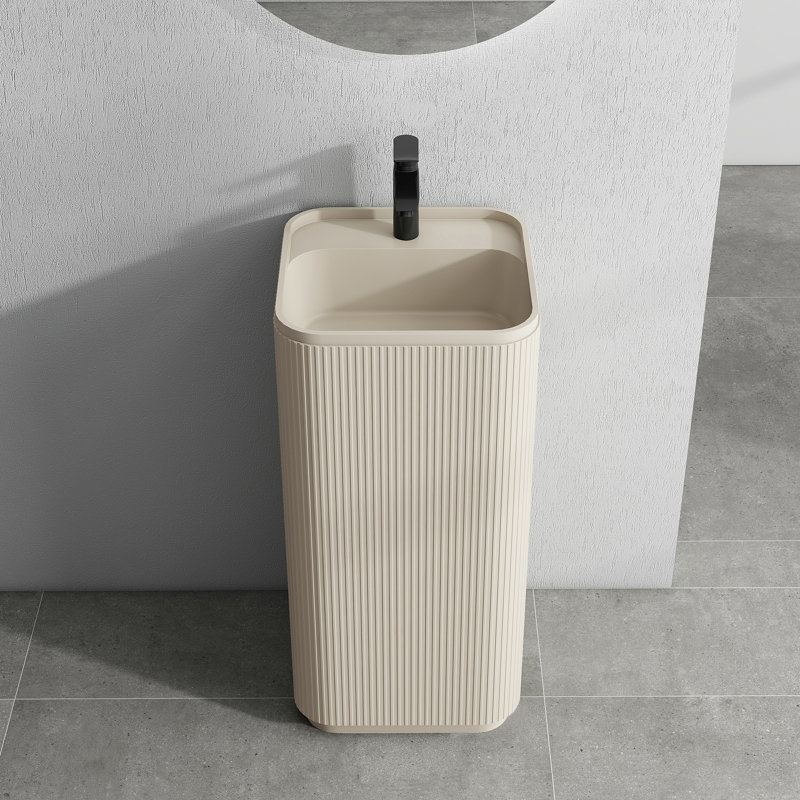 16.5'' Freestanding Textured Solid Surface Pedestal Bathroom Sink