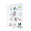 Très grande vitrine 4 tablettes, pour différentes pièces - noir / blanc, grande capacité de rangement, verre trempé robuste, bois massif, support à 4 tablettes facile à assembler, noir salon