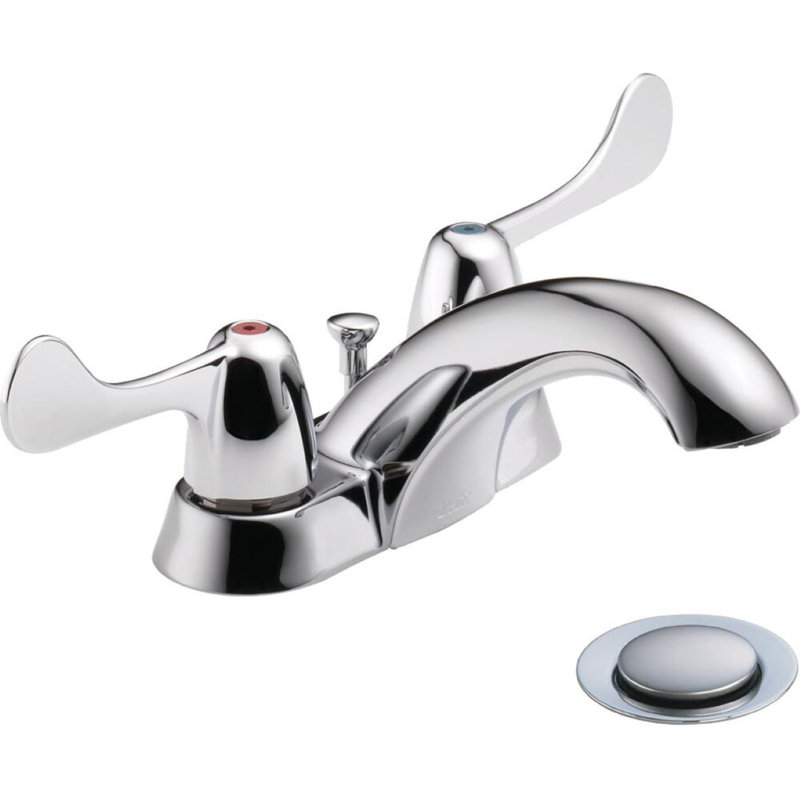 Robinet de bain à deux poignées avec drain escamotable central à