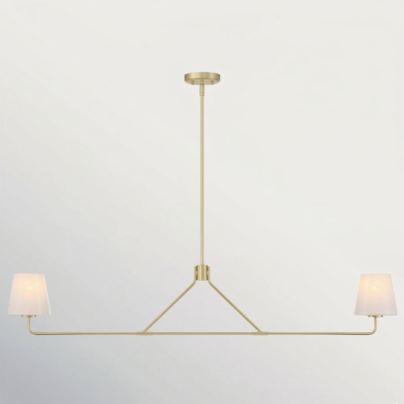 Lustre linéaire moderne à 2 lumières avec hauteur réglable et abat-jour en verre Lavoix