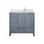 Meuble-lavabo gris foncé 36 po X P 22 po D, dessus en marbre de culture décalé à droite et ensemble de robinet-117978816