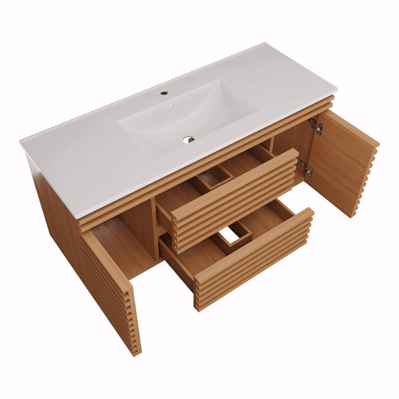 Meuble-lavabo mural simple 48 po avec lavabo en céramique