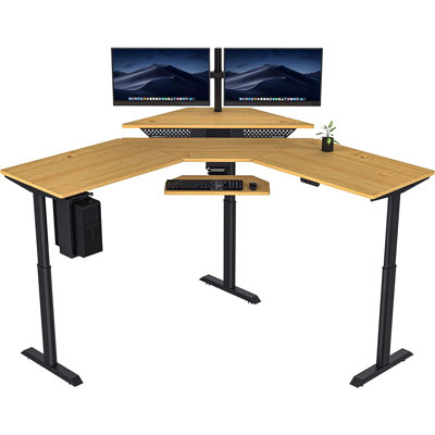 Poste de travail de coin debout réglable en hauteur 72 "x 72" VERSADESK PowerLift