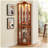 Modern Lighted Glass Display Cabinet with Adjustable Shelves-813185956