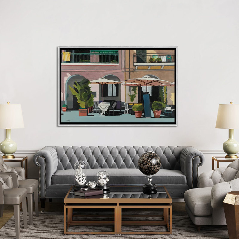 Imperia, Italie, Toile argentée avec cadre flottant, Pas de tapis, H 40 po x l 60 po x P 1,5 po