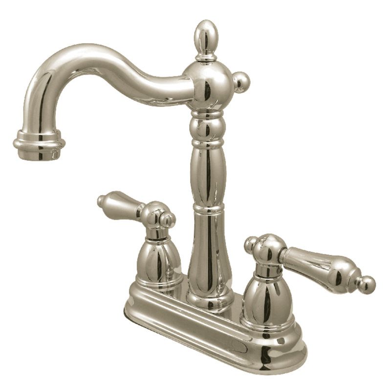 Kingston Brass Heritage Two-Handle 2-Hole Deck Mount Bar Faucet, Polished Nickel