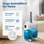 Humidificateur d'humidificateur pour la grande pièce 3000 pieds carrés, 6,6 gallons / 25 L, humidificateur commercial à plancher refroidissant commercial et industriel avec buse à 360 °, 3 vitesses, plante, bureau, blanc