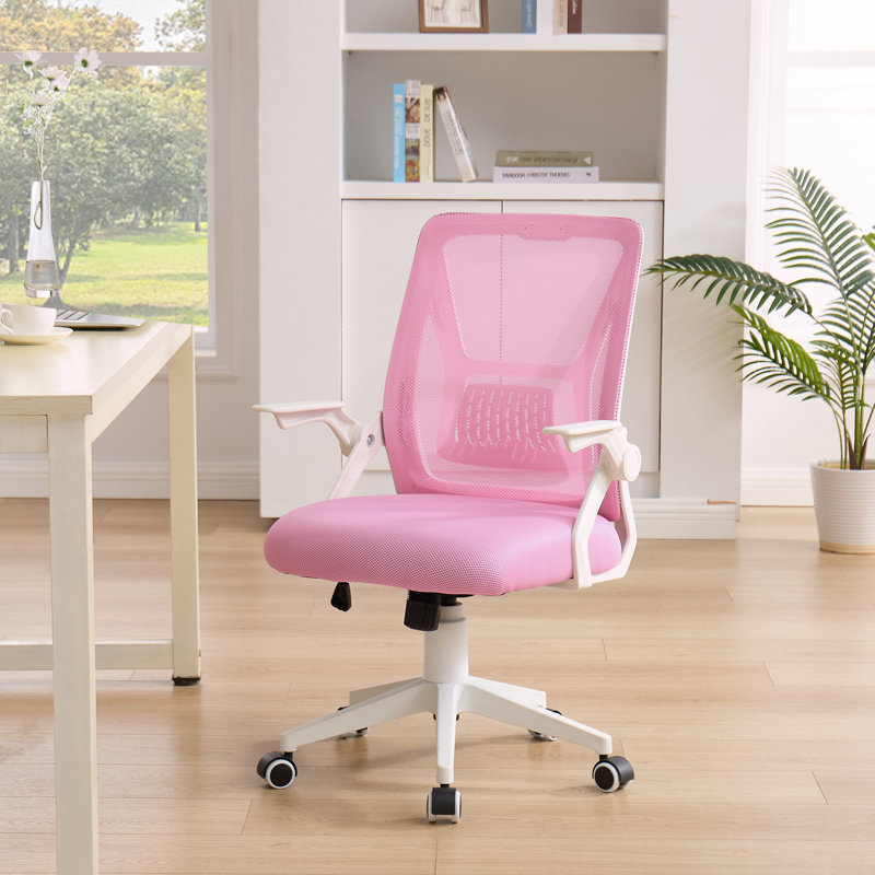 Pink Mesh Office Chairs with Adjustable Height, Modern Desk Chairs for Home Office, Swivel Computer Chair with Wheels
