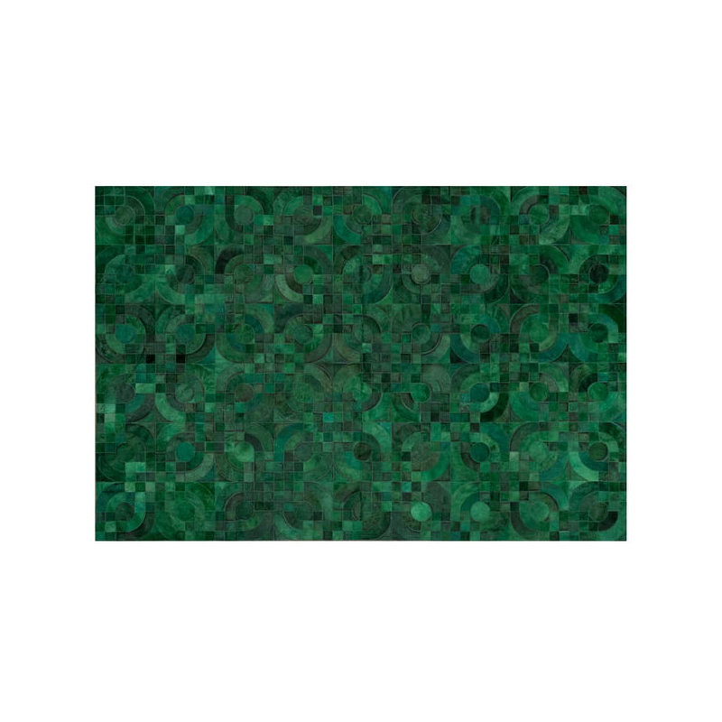 Optico Cowhide Geometric Area Rug in Green, Rectangle 9' x 12'