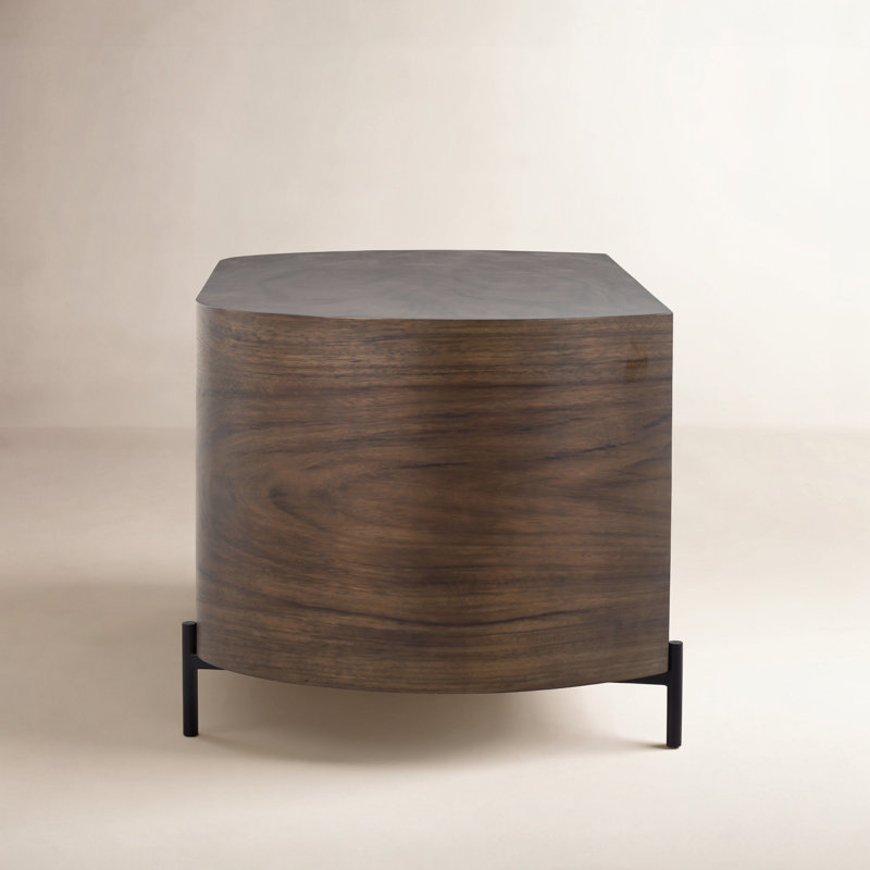 Cleary Oval Metal Base Executive Desk, Caramel Guanacaste