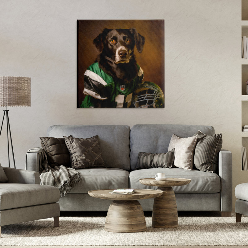 «Football Star Dog», art mural par Sean Parnell, H 30 po x l 30 po