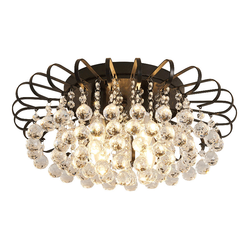 4-Light 17.71" Unique Semi Flush Chandelier with Crystal Accents