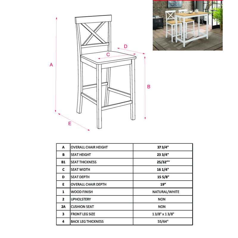 3 - Person Solid Wood Top Four Leg Dining Set