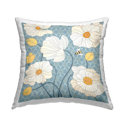 Coussin décoratif à motif de coquelicots à motif rétro par Jennifer Brinley rep. Levison Designs