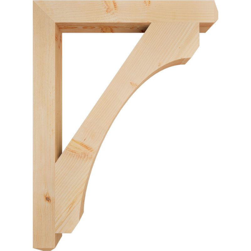 H Support en bois / corbeau, H 46 po x l 3,5 po x P 34 po, Douglas (lisse)