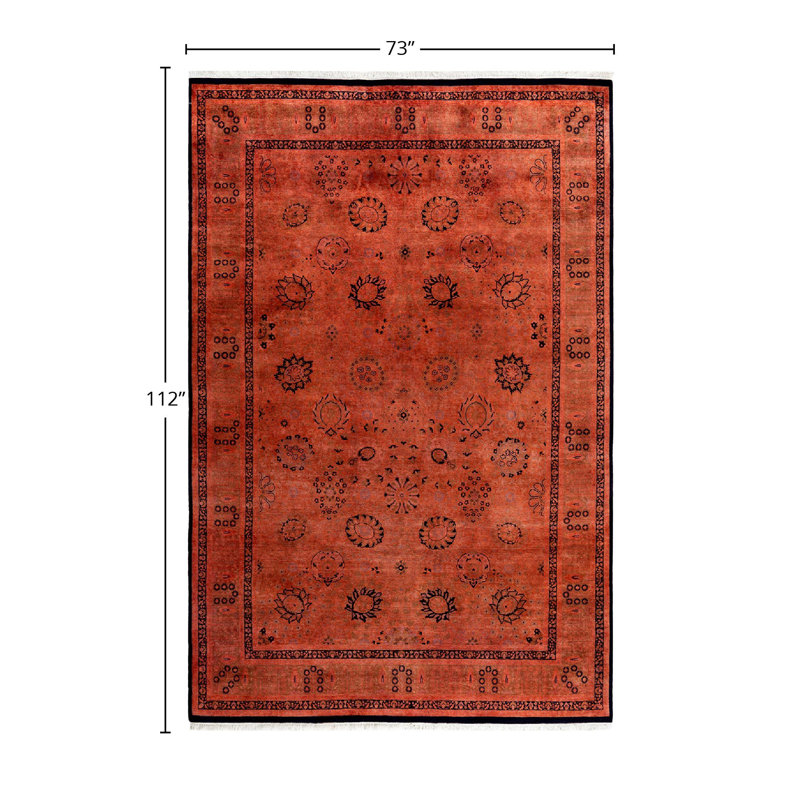 Tapis orange / noir / gris Overyed One-of-a-Kind 6 pi 1 po x 9 pi 4 po