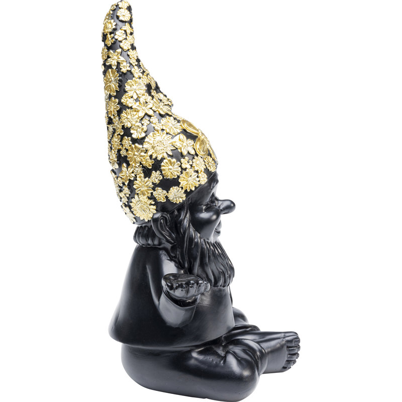Decorative figure dwarf meditation black gold 19cm