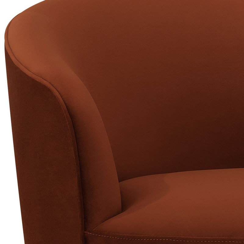 Ashwani Velvet Swivel Barrel Chair, Burnt Orange Velvet