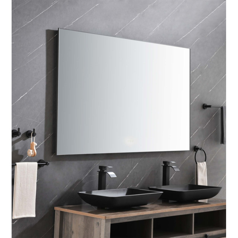 Miroir de salle de bain 60 po x 36 po à DEL avec antibuée, rétroéclairage et luminosité réglable pour fixation murale
