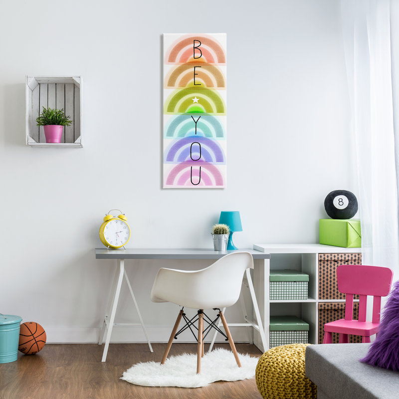 Be You Motivational Typography Canvas Art in Rainbow Colors