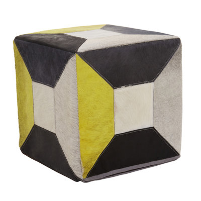 Mccoppin 40cm Wide Genuine Leather Square Abstract Pouffe Ottoman