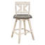 Chaises de pub 2 tons (de 2), pivotant à 360 °, bois d'hévéa massif, gris et blanc, pivotant à hauteur de salle à manger rustique 2, et blanc patiné, rotation à 360 degrés,-1152809431