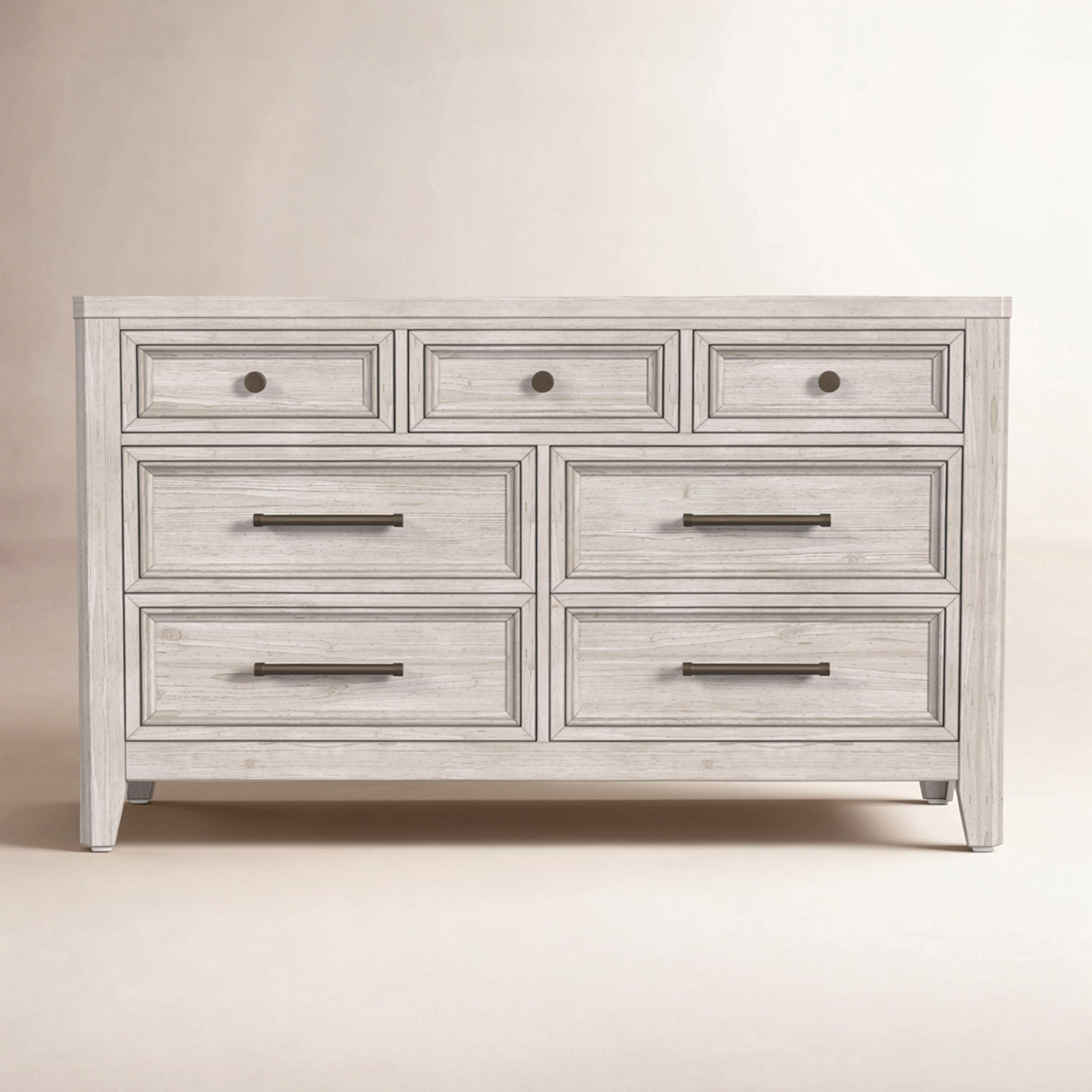 Jemma 7-Drawer Solid Wood Dresser, Washed Linen
