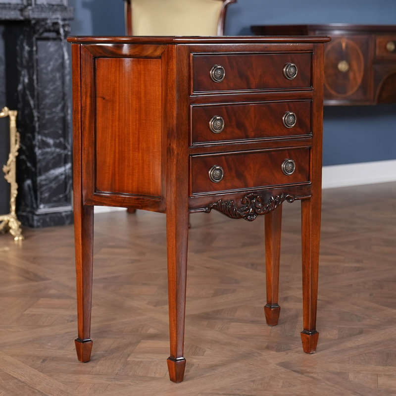Commode d’appoint 3 tiroirs Khloe, Acajou