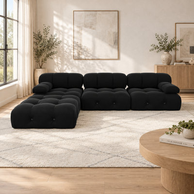 Canapé modulaire et chaise longue en velours réversible en L de 104 po avec repose-pieds Jesse