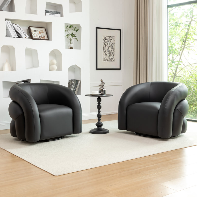 Fauteuil demi-tonneau pivotant en cuir artificiel, Brun